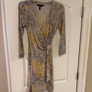 BCBGMaxAzria Multicolor Long Sleeve Wrap Dress